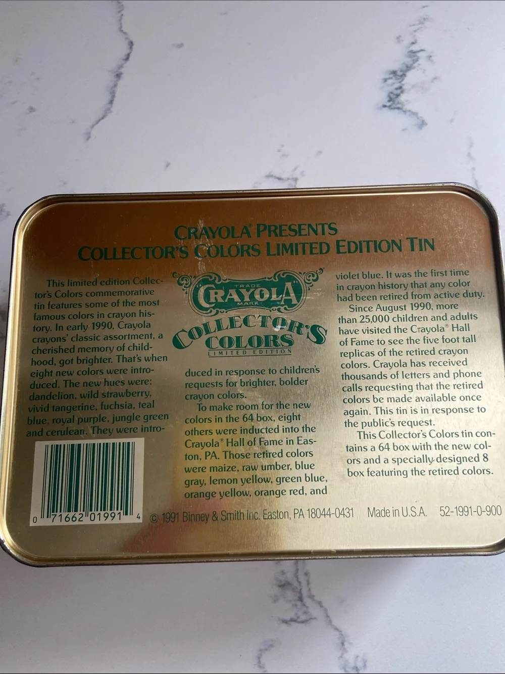 Vintage 1991 Crayola Collector’s Colors Limited Edition Tin
